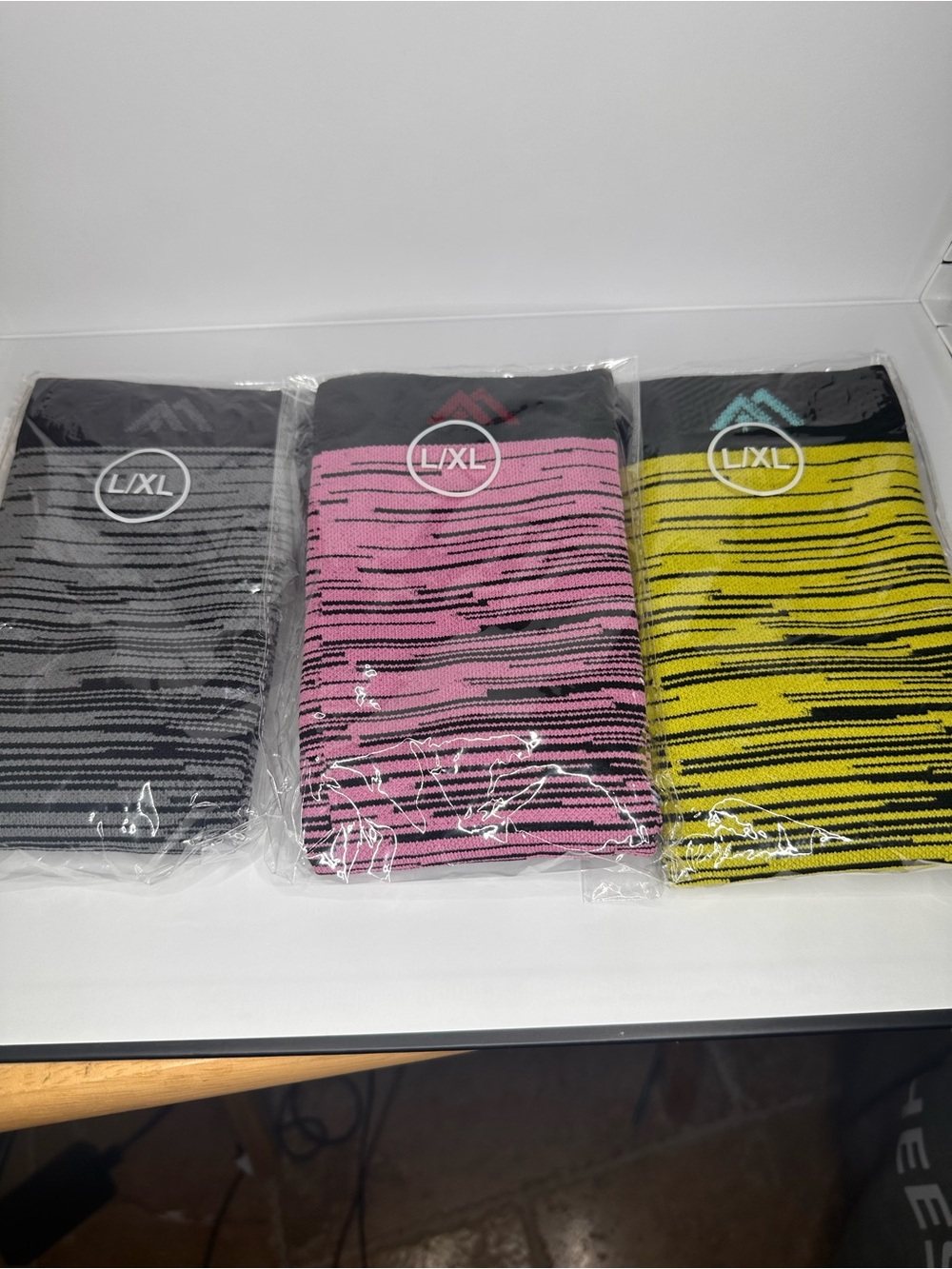 Women's Performance Knee High Socks L/XL 3 Pair Set Gray Pink Yellow New